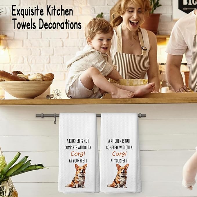 Corgi Dog Gifts Kitchen Decor Towels 16″×24″,Dog Lovers Gifts for Girls Mom Women, A Kitchen is Not Complete Without a Corgi at Your Feet Bathroom Kitchen Dish Hand Towels