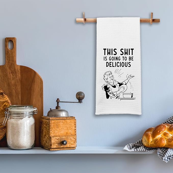 Funny Dish Towels with Sayings This Sxxt is Going to Be Delicious Kitchen Towels Adult Humor Towels for Kitchen Decor Sweet Housewarming Gifts Funny Towels Gifts for Women Hostess Sister