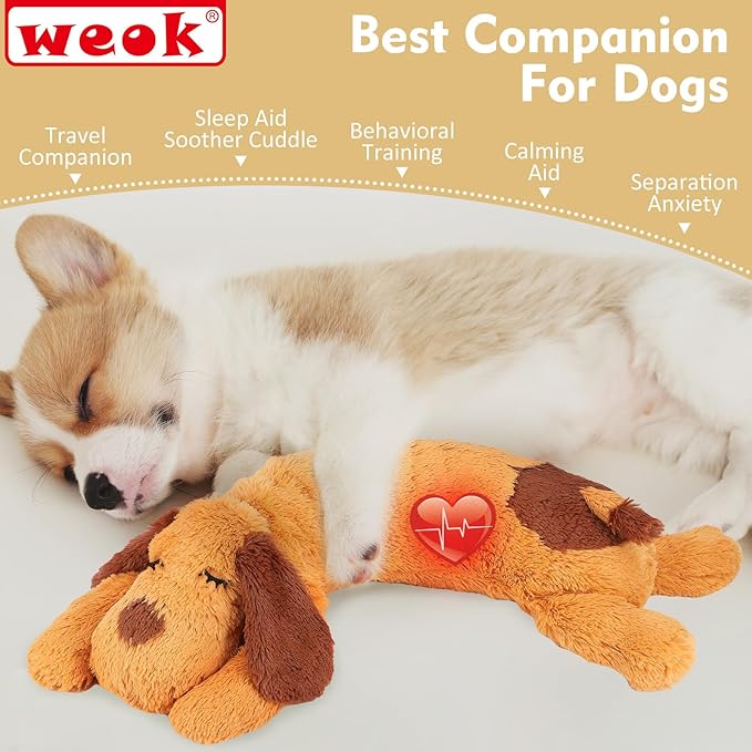 Heartbeat Puppy Toy, Comfort Cuddler Pillow, Dog Anxiety Relief Calming Aid,Heartbeat Stuffed Toy for Dogs,Puppy Heartbeat Toy Sleep Aid,Dog Heartbeat Toy for Pet