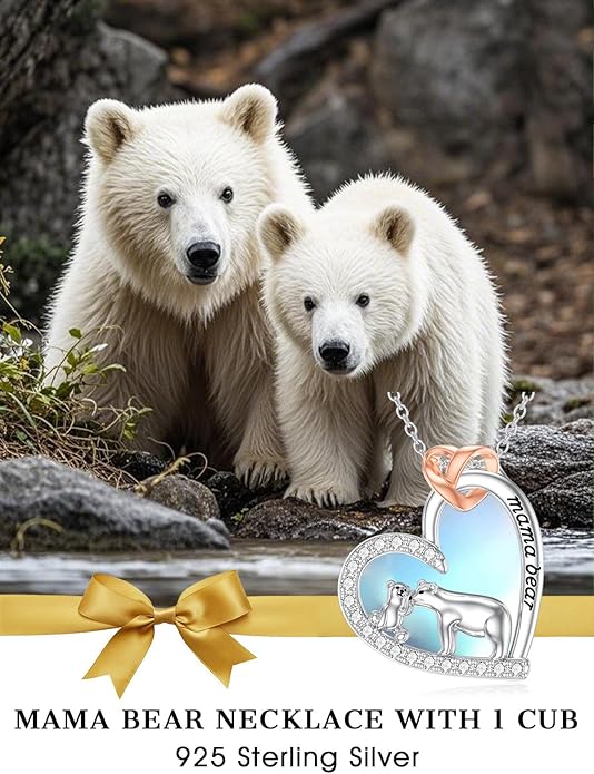 Mothers Day Gift for Mom 925 Sterling Silver Mama Bear/Dinosaur/Cat/Bird/Chicken Necklace with 1 2 3 4 5 Cubs Jewelry for Women Wife Grandma