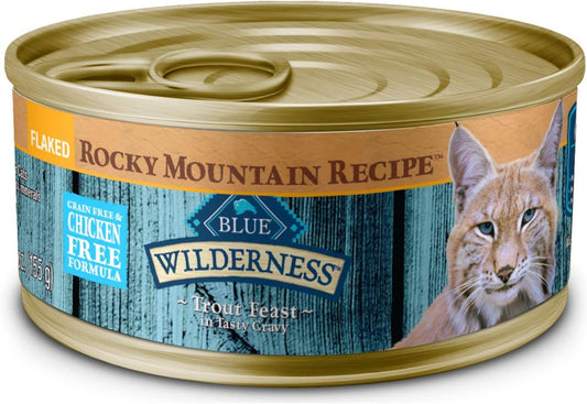 Blue Buffalo Wilderness Rocky Mountain Recipe Natural High Protein Wet Food for Adult Cats, Trout in Tasty Gravy, 5.5-oz cans, Pack of 24