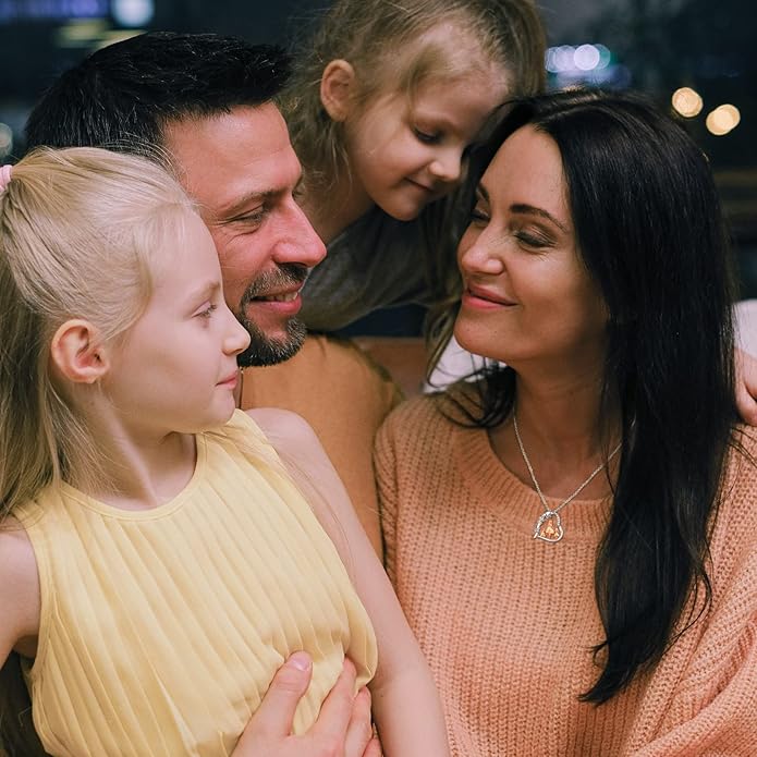 EUDORA Sterling Silver Mother Daughter Necklace for Women, Mama Son Daughter Necklace Pendant for Mom and Daughter,Mom Jewelry from Daughter Mother's Day Gift for Mother Daughter Aunt Grandma