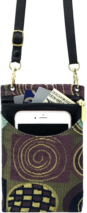 Danny K. Women's Tapestry Crossbody Cell Phone or Passport Purse, Handmade in USA