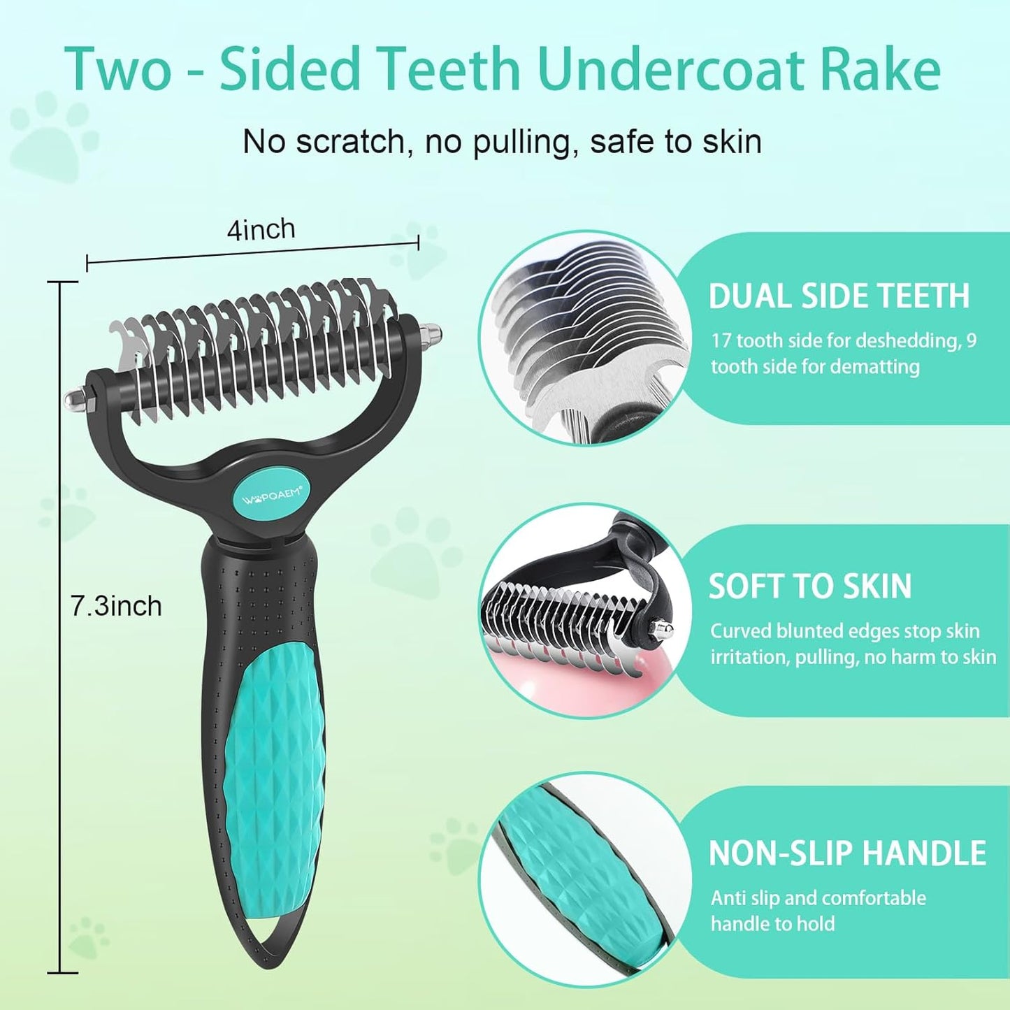 Dog Brush for Shedding Short Long Haired Cats, 5 in 1 Pet Grooming Kit for Small Medium & Large Animals. Removes Loose Fur, Mats, Tangled. Easy Cleaning. Undercoat Rake + Steam Brush Included