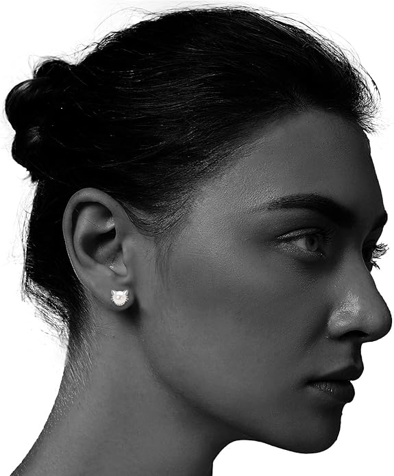 Rabbit Cat Earrings Freshwater Pearl Earrings Sterling Silver Stud Earrings for Women Gifts