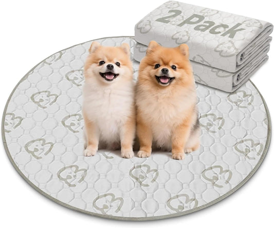 FXW Washable Pee Pads for Dogs, Puppy Pads with Super Absorbent, Specifically Designed for Whelping Box, 32" Round, Khaki, 1 Pack