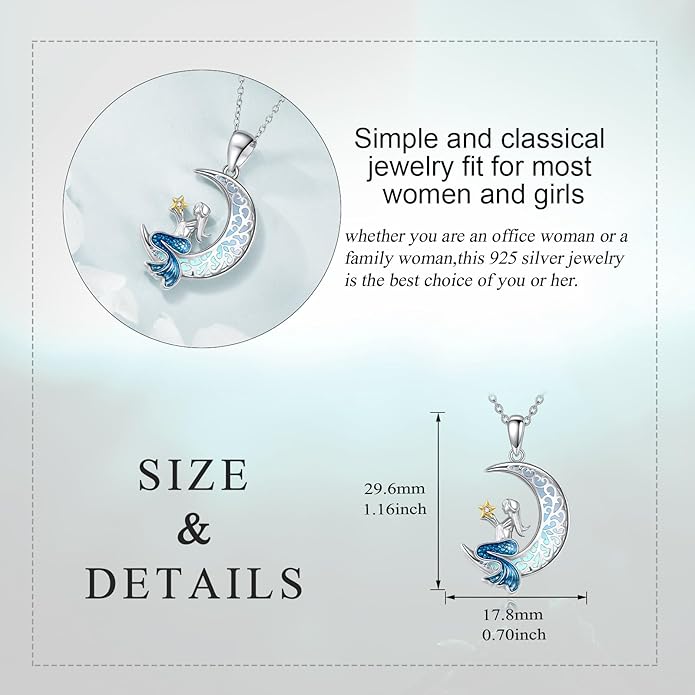 POPLYKE Spider/Butterfly/Fox/Killer Whale/Pande/Shark/Cat/Owl/Mermaid/Dragonfly Necklace 925 Sterling Sliver Animal Necklace Pendant Jewelry Gifts for Women