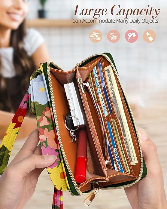 Cute Crossbody Purse Cell Phone Bags for Women - Leather Cellphone Wallet Purse with Handle Rope and Adjustable Shoulder Rope