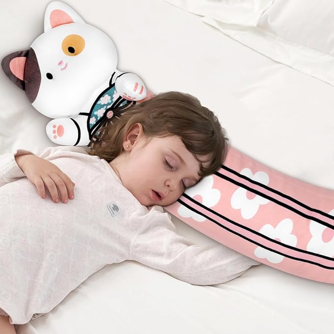 Long Cat Plush Pillow Cherry Blossom Cat Body Pillow Soft and Huggable Stuffed Animals Kawaii Plush Pillow for Girls Boys and Girlfriend, (Pink,33.5in/85cm)