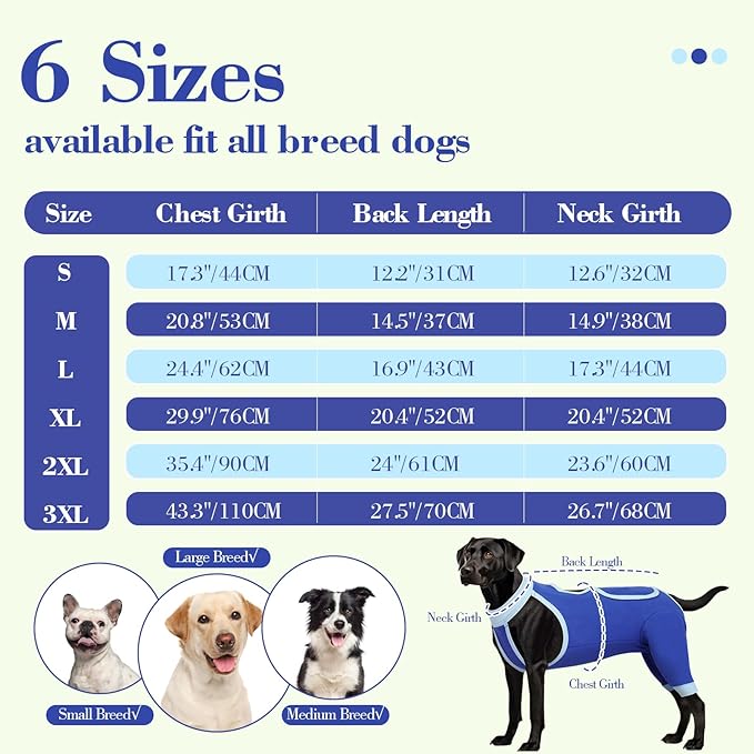ROZKITCH Dog Surgery Leg Sleeve Rear Legs, Male Female Pet Prevent Licking Wound Elbow Knee Protector, Dog Recovery Suit Cone Collar Alternative Pants Shirt for Wound Heal Wrap Blue L