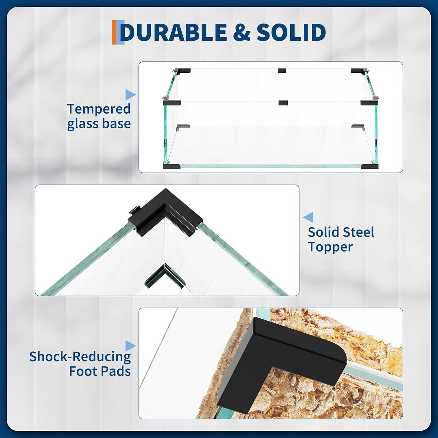 Large Hamster Cage with 7" Deep Tempered Glass Bottom, 3 Tiers Big Hamster Tank with Running Wheel, Hut, Water Bottle, Dish, Rat Cages for Syrian, Dwarf, Gerbils, Mouse, 22.83" x 15" x 21.25"