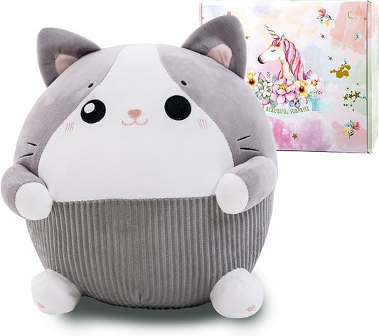 Cat Plush Pillow 13.3 Inch, Cute Cat Stuffed Animal, Cute Stuffed Cat Plushie,Soft Cat Plush Pillow for Room Decor, Gifts for Girls, Kids on Birthday, Christmas