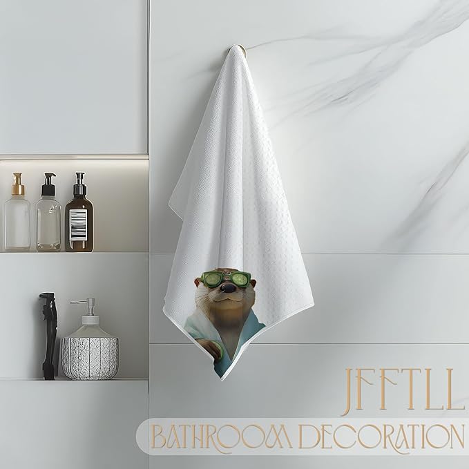 Funny Bathrobe Otter Hand Towels for Bathroom Washroom Restroom, Sea Otters Gifts Bath Decorative Towels, Kids Hand Towels, Gifts for Women Men Otter Lovers, 16x24 Inch