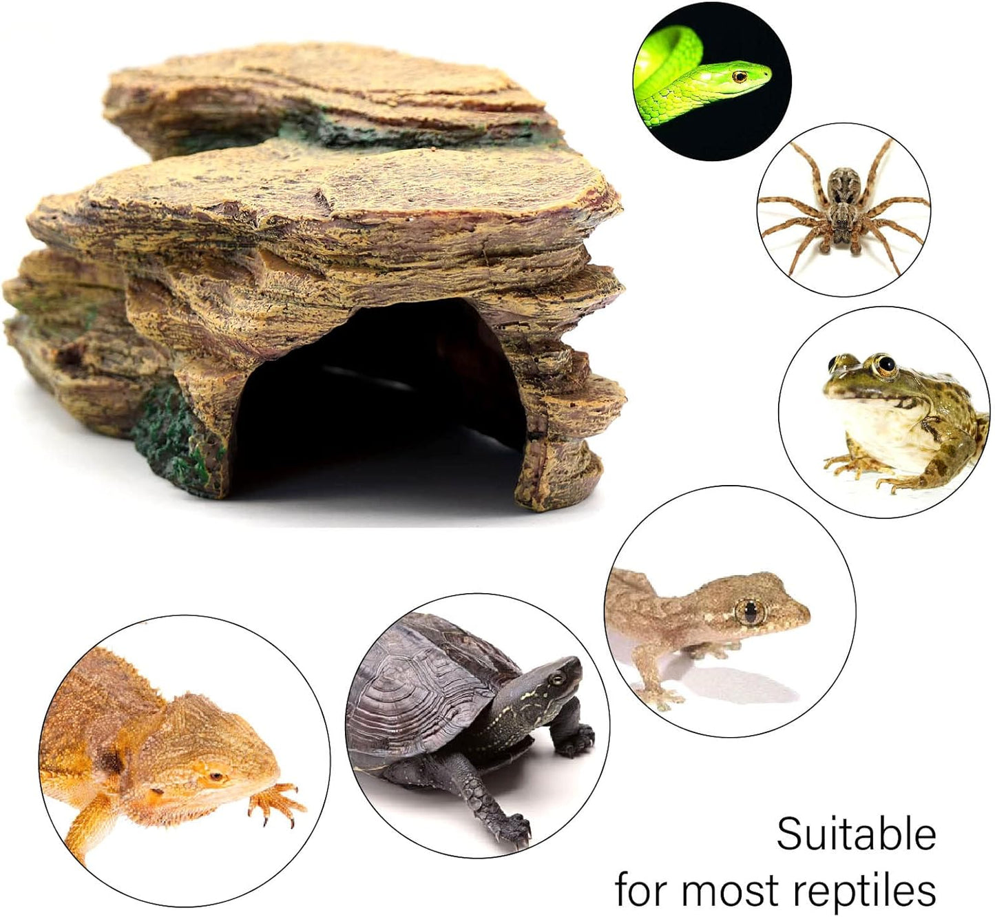 Turtle Basking Platform Shale Scape Step Ledge, Reptile Cave Hideout Turtle Tank Accessories Decorations, Great for Reptiles, Amphibians, Leopard Gecko, Bearded Dragons, Lizard, Frogs
