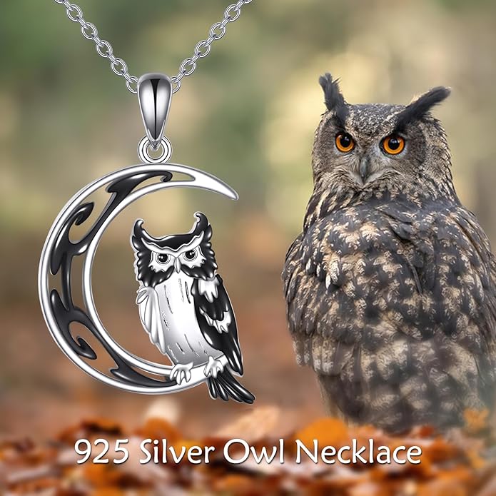 POPLYKE Spider/Butterfly/Fox/Killer Whale/Pande/Shark/Cat/Owl/Mermaid/Dragonfly Necklace 925 Sterling Sliver Animal Necklace Pendant Jewelry Gifts for Women