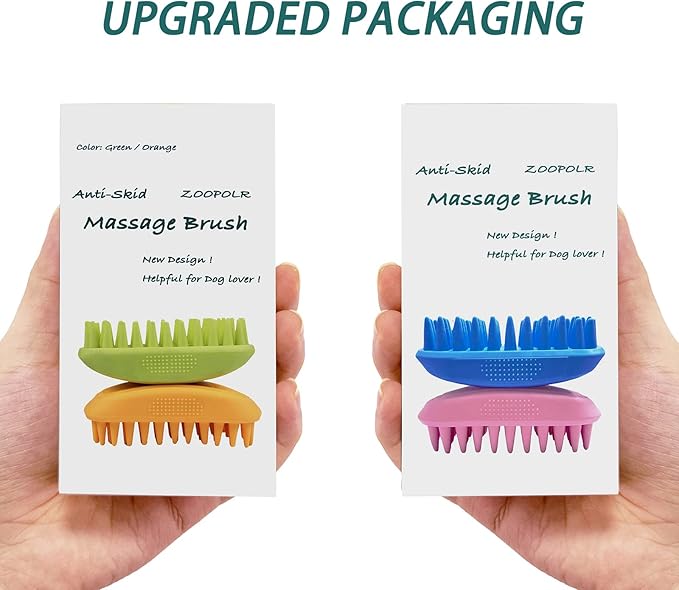 Pet Silicone Shampoo Brush for Long & Short Hair, Pink ( New ), Medium Large Pets Dogs Cats, Silicone Shower Wash Curry Brush, Massage Comb