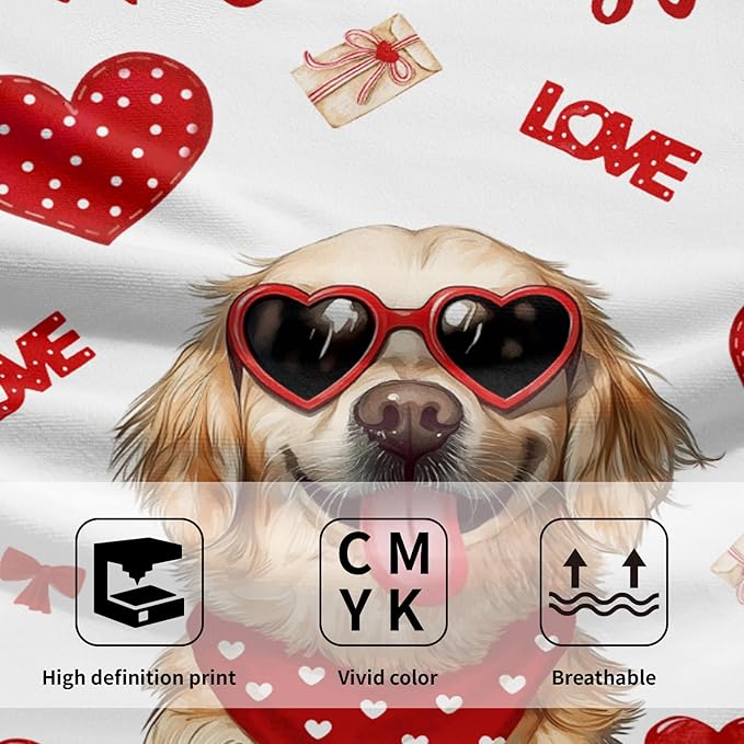 Giwawa Valentine Dog Hand Towels Set of 2 Hugs Kisses Dish Towels Soft Highly Absorbent Fingertip Towel for Home Bathroom Kitchen Hotel Spa