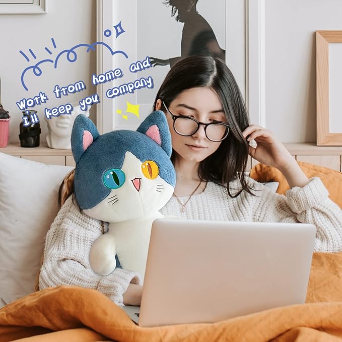 FANGYU Cute Plush Cat Toy, Soft Stuffed Cat Pillow, Kids Shark Gifts (130cm/51.1in)