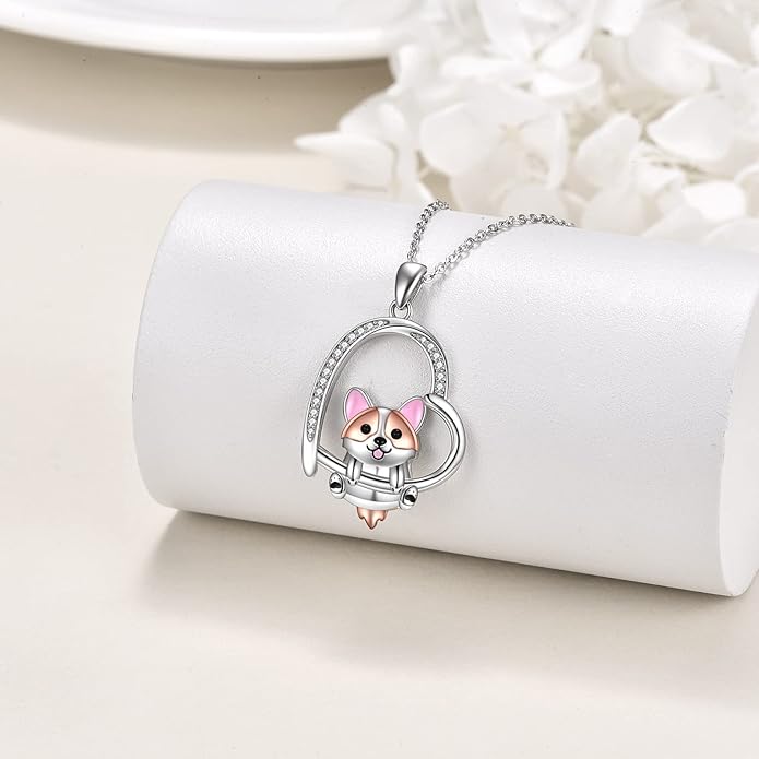 MONGAS Penguins/Guinea Pig/Pig/Fox/Corgi/Frog/Bunny/Koala8/Cow/French Bulldog Necklaces Penguin Gifts 925 Sterling Silver Hugging Penguins Cute Animal Jewelry for Women Sister