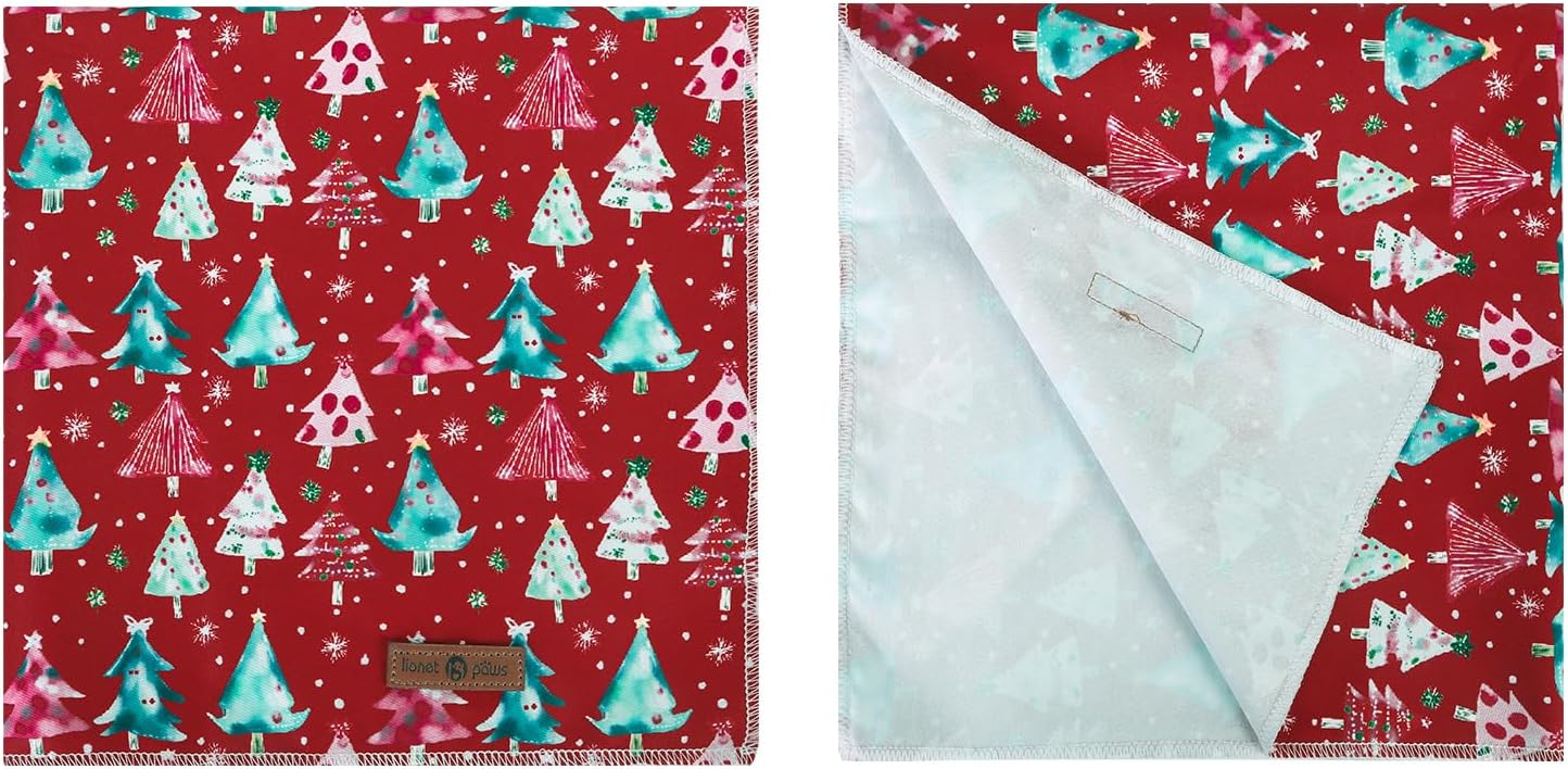 lionet paws Christmas Dog Bandana,Christmas Tree Fabric Dogs Kerchief for Small Medium Dogs,Dog Cotton Red Triangle Bibs Scarf for Girl Boy