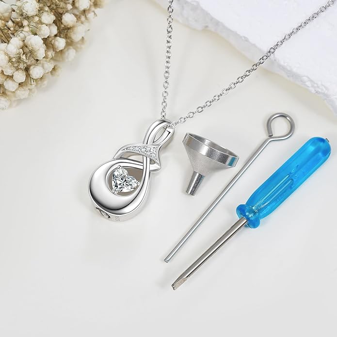POPLYKE 925 Sterling Silver Urn Necklace for Ashes for Women Cremation Necklace for Ashes Keepsake Jewelry for Human