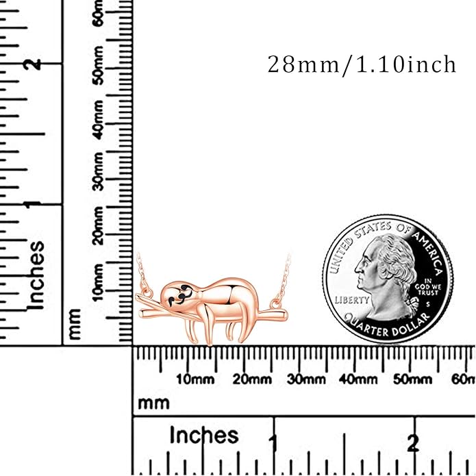 JUSTKIDSTOY Sloth Necklace Sterling Silver “Slow Down Be Happy” Slider Sloths Stuffed Animal Pendant Jewelry Charm Gifts for Women