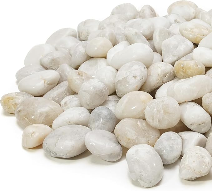 Mr. Fireglass 5lb White River Rocks, 3/8 inch Natural Decorative Polished Pebbles Aquarium Gravel Stones for Landscaping, Indoor Plants, Vase, Succulent, Fish Tank