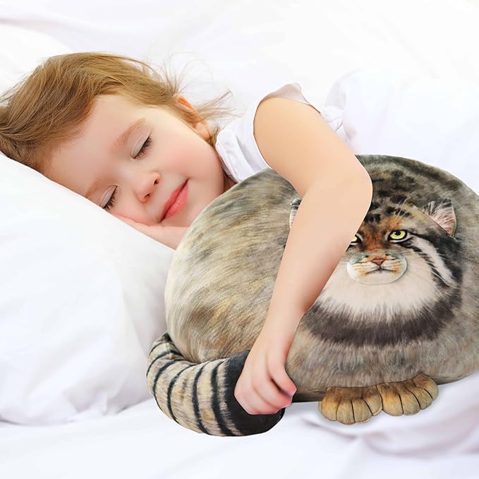 Cat Plush Pillow,Pallas Cat Plush Body Pillow,Kitten Plush Throw Pillow,Soft & Comfortable Stuffed Animal Plushies,Gift for Girls Boys Girlfriend(18 in)