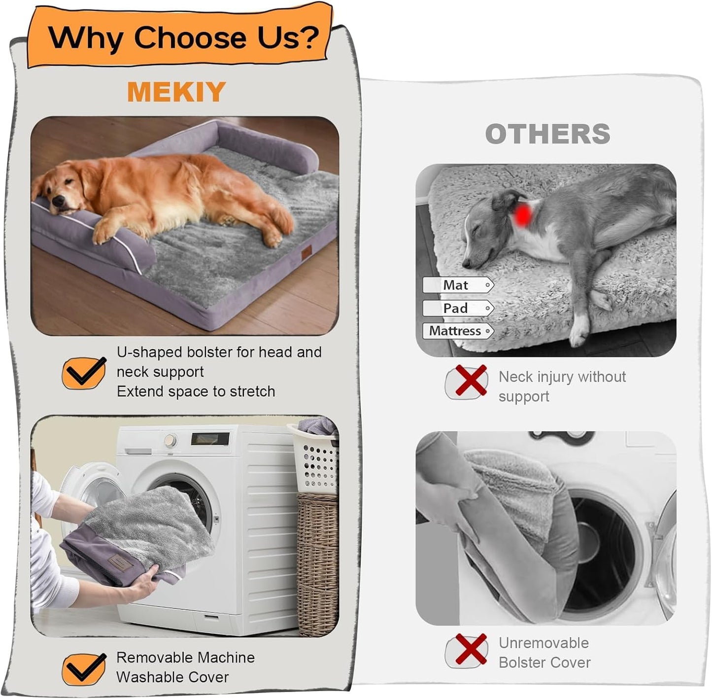 Small Dog Bed Waterproof Orthopedic Dog Beds for Medium Sized Dogs Comfy Pet Cat Bed with Sides, Washable Removable Cover