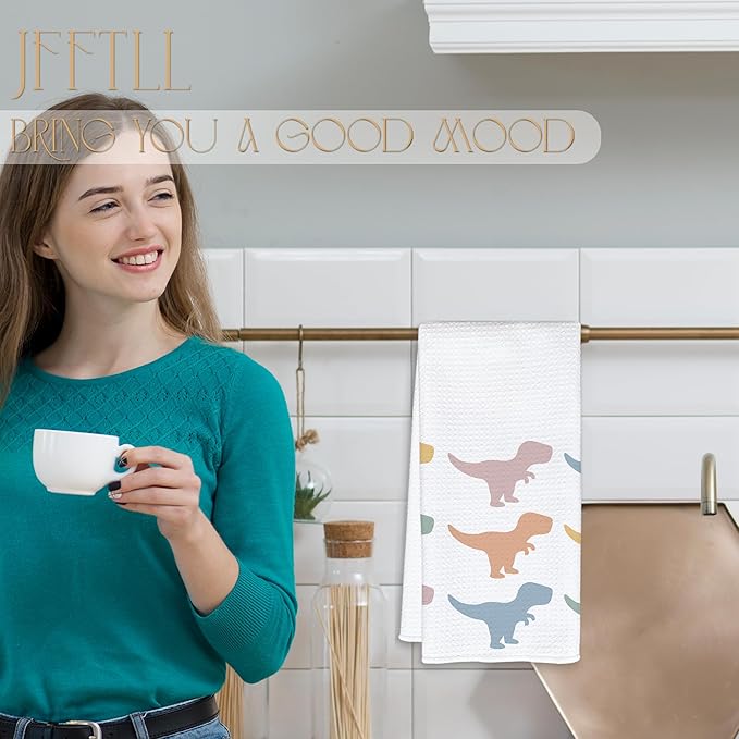 Colorful Dinosaur Hand Towels for Kid Bathroom, Dinosaurs Boys Bathroom Decor, Dinosaur Gifts Kitchen Towels, Dinosaurs Decor Dish Towels for Kitchen Drying, 16x24 Inch