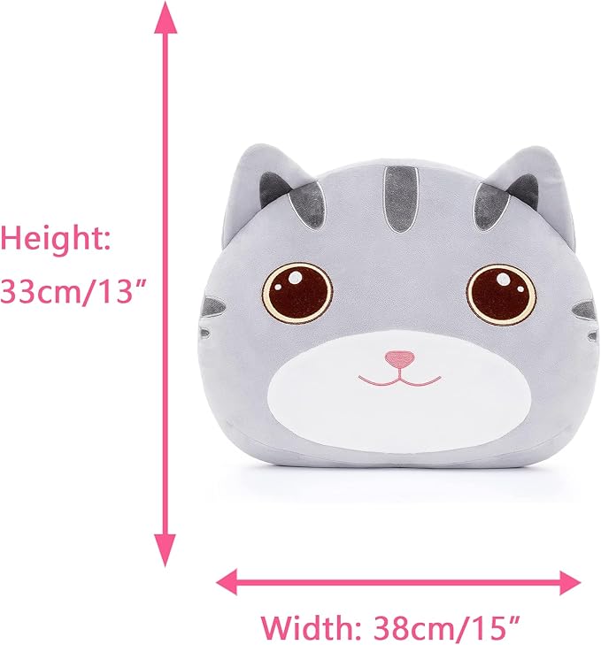 Lazada Cat Plush Kids Pillow Toys Gift for Toddler for Girls Gray 15 Inches