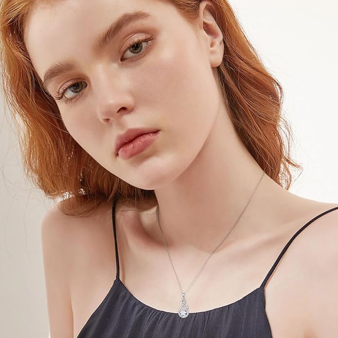 Pet Ashes Necklace 925 Sterling Silver Dog/Cat Urn Necklaces for Ashes Paw Print Pendant Pet Cremation Keepsake Memorial Jewelry for Women