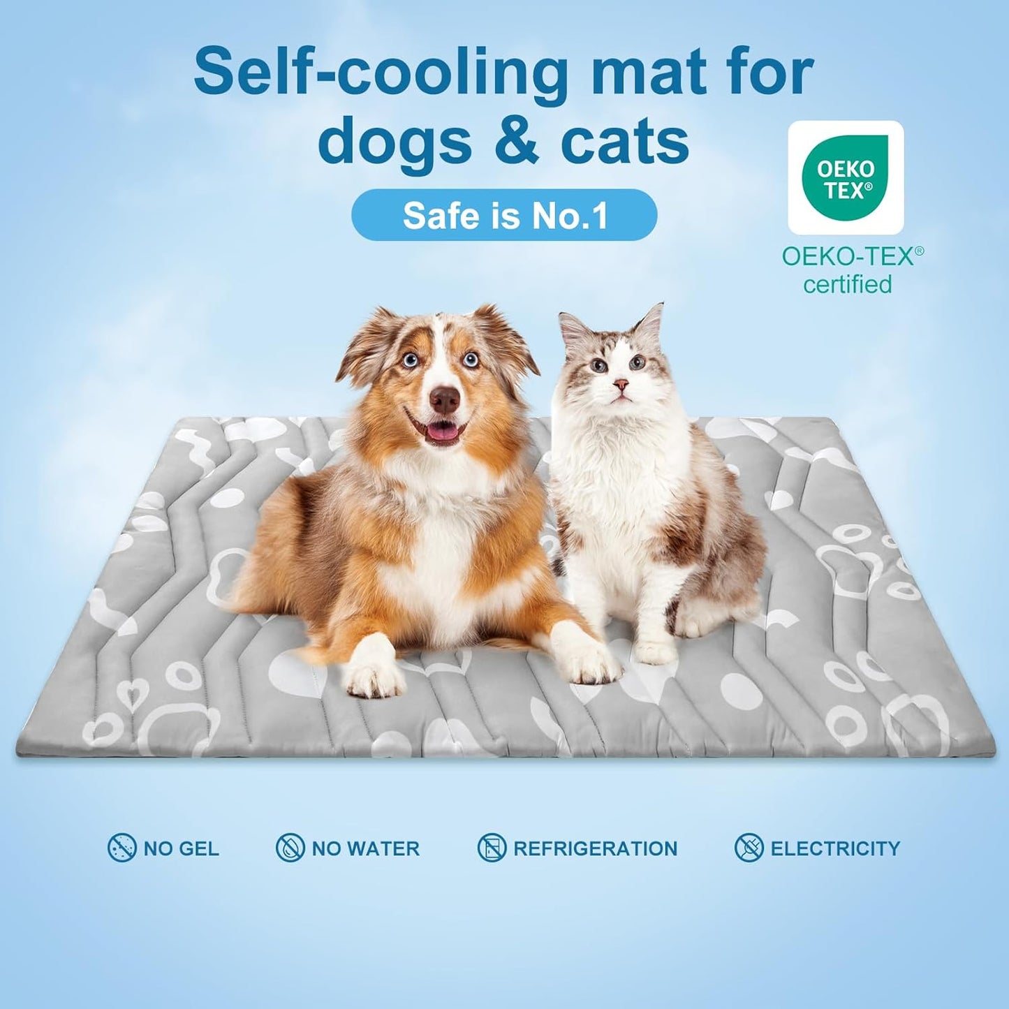 BEAUTYZOO Upgrade Dog Cooling Mat Extra Large, Reversible Self-Cooling Mat for Dogs, Thicken Pet Ice Cool Pad Blanket for Summer Kennel Sofa Bed Floor Car Seat, Machine Washable&Foldable, 59"x40"