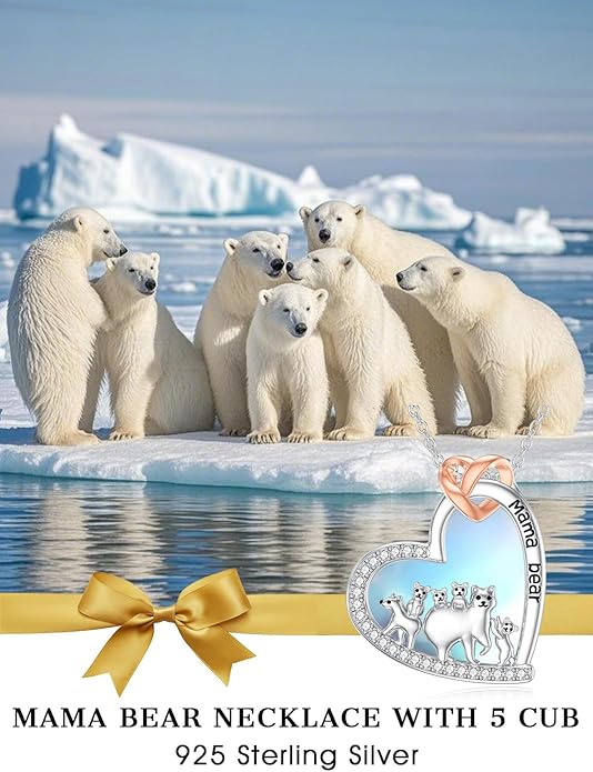 Mothers Day Gift for Mom 925 Sterling Silver Mama Bear/Dinosaur/Cat/Bird/Chicken Necklace with 1 2 3 4 5 Cubs Jewelry for Women Wife Grandma