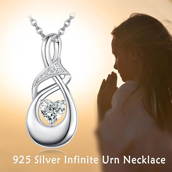 POPLYKE 925 Sterling Silver Urn Necklace for Ashes for Women Cremation Necklace for Ashes Keepsake Jewelry for Human