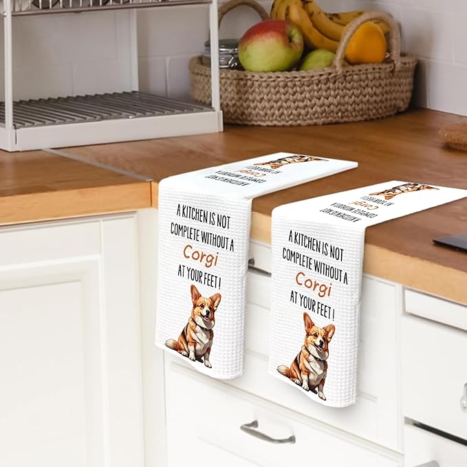 Corgi Dog Gifts Kitchen Decor Towels 16″×24″,Dog Lovers Gifts for Girls Mom Women, A Kitchen is Not Complete Without a Corgi at Your Feet Bathroom Kitchen Dish Hand Towels