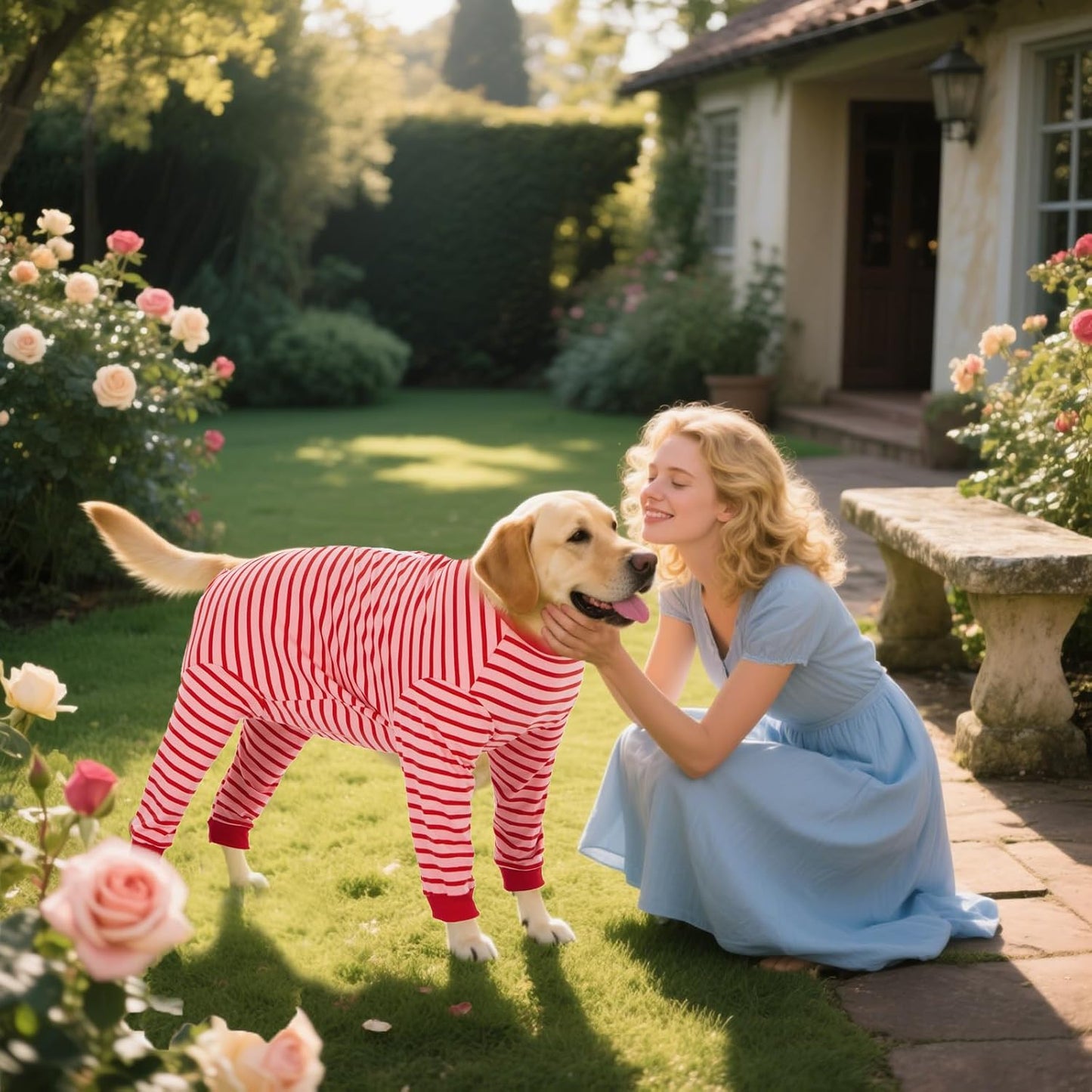 Yeapeeto Dog Onesie Surgery Recovery Suit for Large Medium Bodysuit Dogs Pajamas PJS Full Body for Shedding, Prevent Licking, Wound Protection, Cone Alternative… (Red Pink, 3XL)