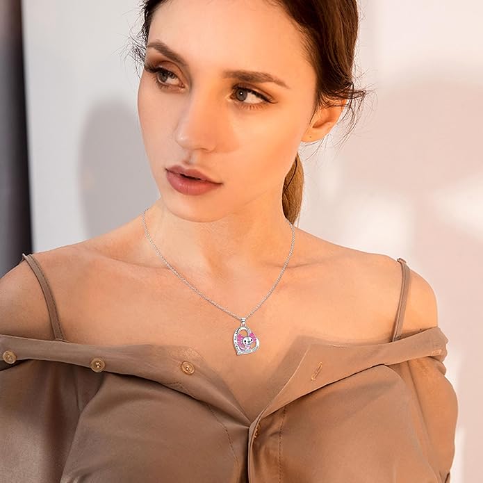 Penguin/Elephant/Frog Mushroom/Cat/Fox/Highland Cow/Axolotl/Yorkie Necklace Jewelry for Women Birthday Christmas Gifts