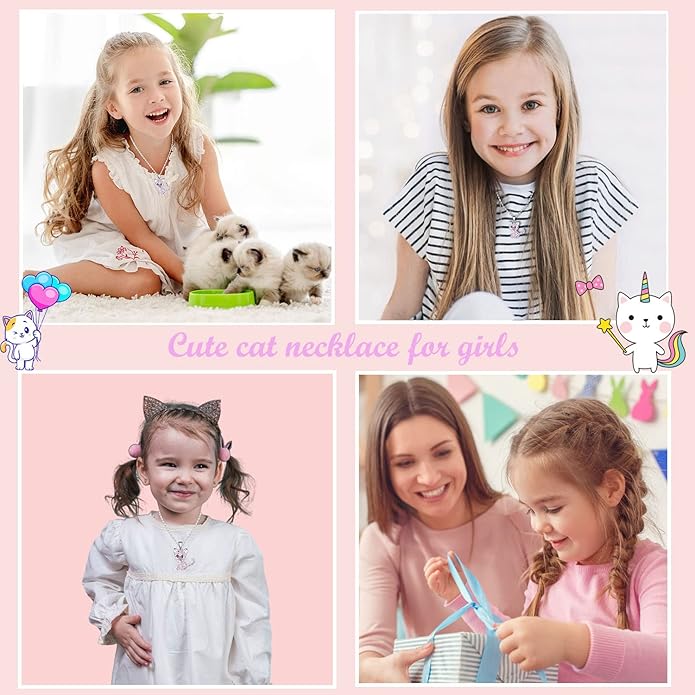 Lanqueen Kitty Cat Pendant Necklace Jewelry for Women Girls Cat Lover Gifts Daughter Loved Necklace