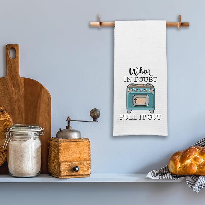 Funny Kitchen Towels When in Doubt Pull It Out Funny Oven Dishcloth Trendy Kitchen Decor Supplies Decorative Soft Dish Towels Novelty Birthday Gifts for Women Men Chef Friend Bake Lover