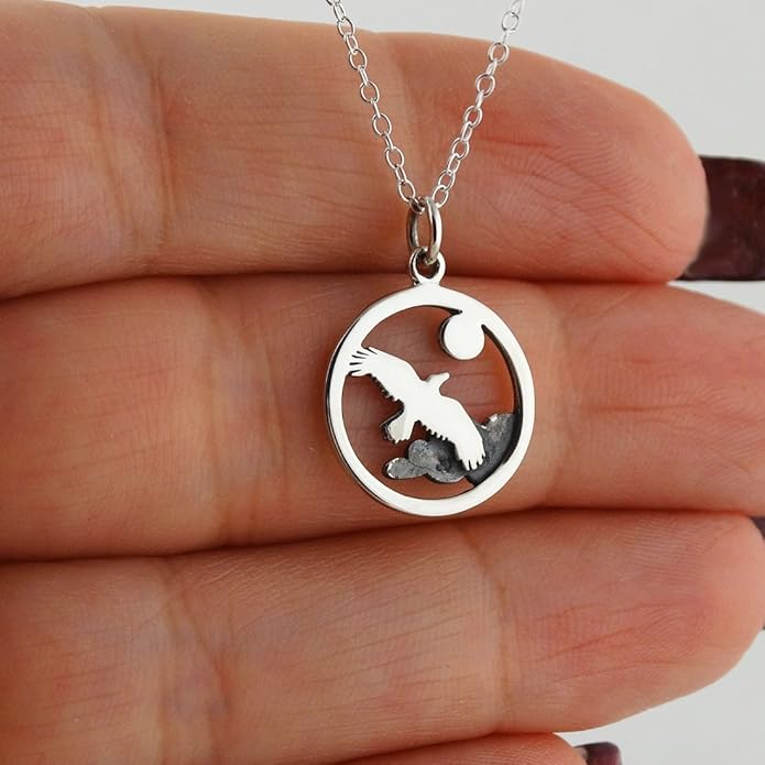 FashionJunkie4Life Sterling Silver Bird Pendant Necklaces for Women