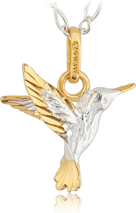 TAMI Hummingbird Necklace for Wowen Gold - Sterling Silver Hummingbird Jewelry Pendant - Unique Hummingbirds Gift for Women - Birds Accessories Design