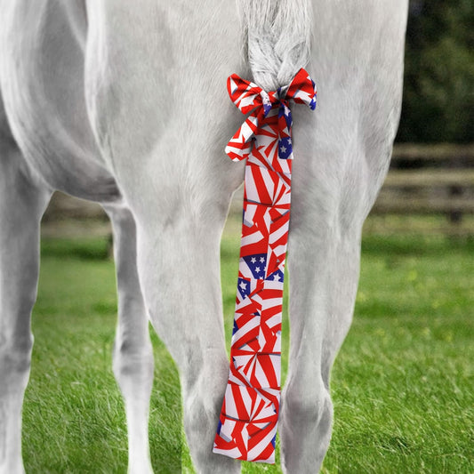 Harrison Howard Stretchy Tail Bag Breathable Horse Tail Guard Slip on Design Protect Horse Tail 2 Strand Closure Straps Keep Tail Clean & Protected 22" L Length Makes Grooming Easy-Flag Grid
