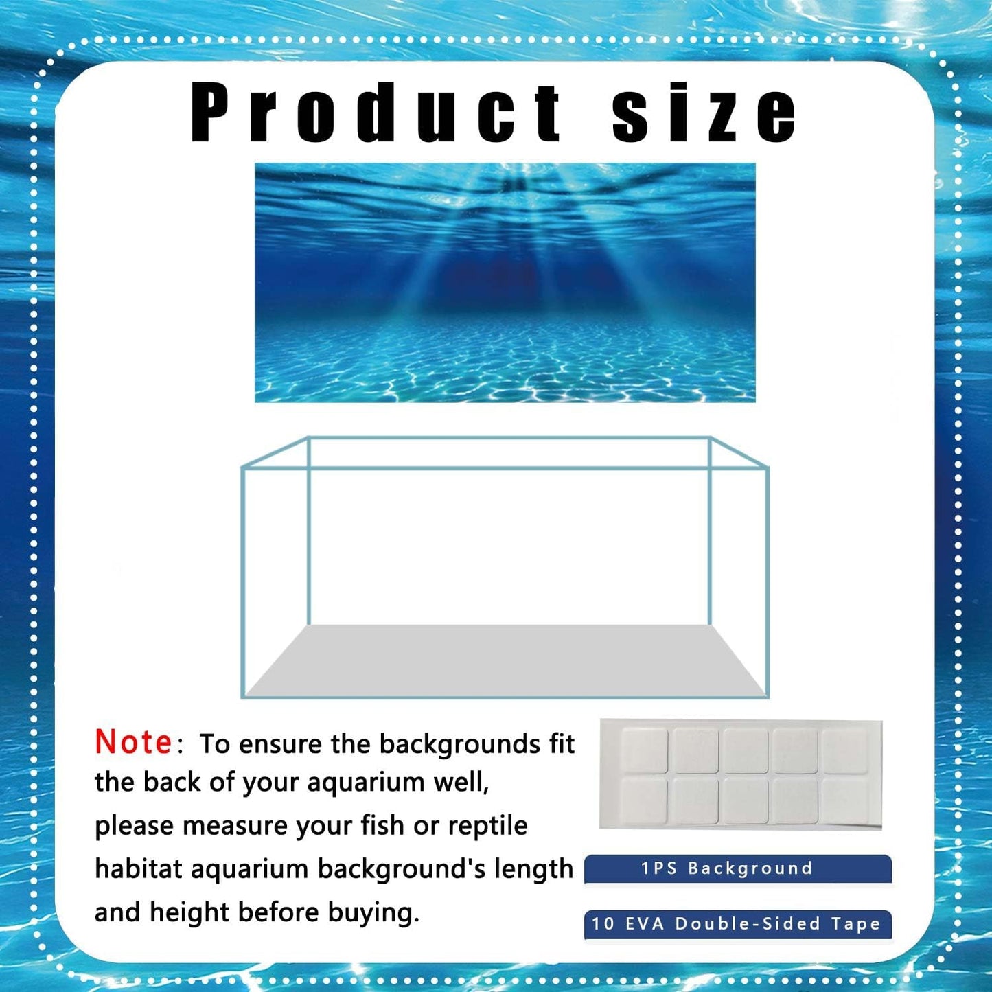 Reptile Habitat Background, Retro Desert Oasis Cactus Terrarium Background Background with 8 EVA Double-Sided Tape (Ocean, 60X24in/150X60cm)