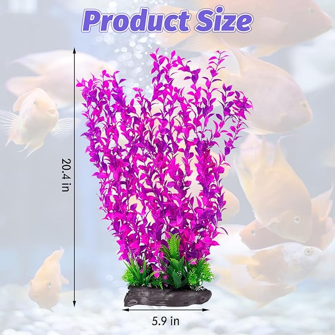Hamiledyi Aquarium Plastic Plants Aquarium Decor Artificial Fish Tank Plants,Tall Fish Tank Decorations, Extra Large Aquarium Plant 20.4-inch Tall,1PCS