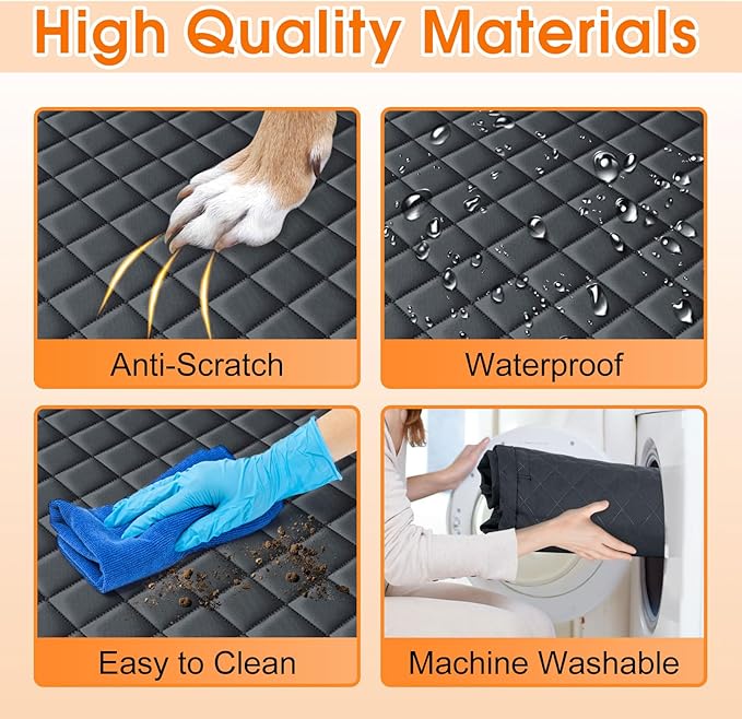 Dog Car Seat Cover, Durable Waterproof Scratch Proof Nonslip Dog Hammock, Back Seat Covers with Pocket for Cars SUVs and Trucks - S, Black/Orange