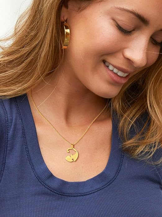 U7 Cat Pendant Necklace for Women Stainless Steel Cute Kitty Cat Jewelry Gift