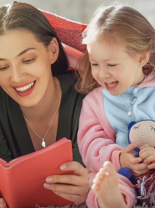 OCJ Mother Daughter Matching Necklaces 925 Sterling Silver Animals Matching Necklace for Mom Daughter 2 Pcs Matching Heart Pendant Birthday Mothers Day Gifts for Mom and Daughter