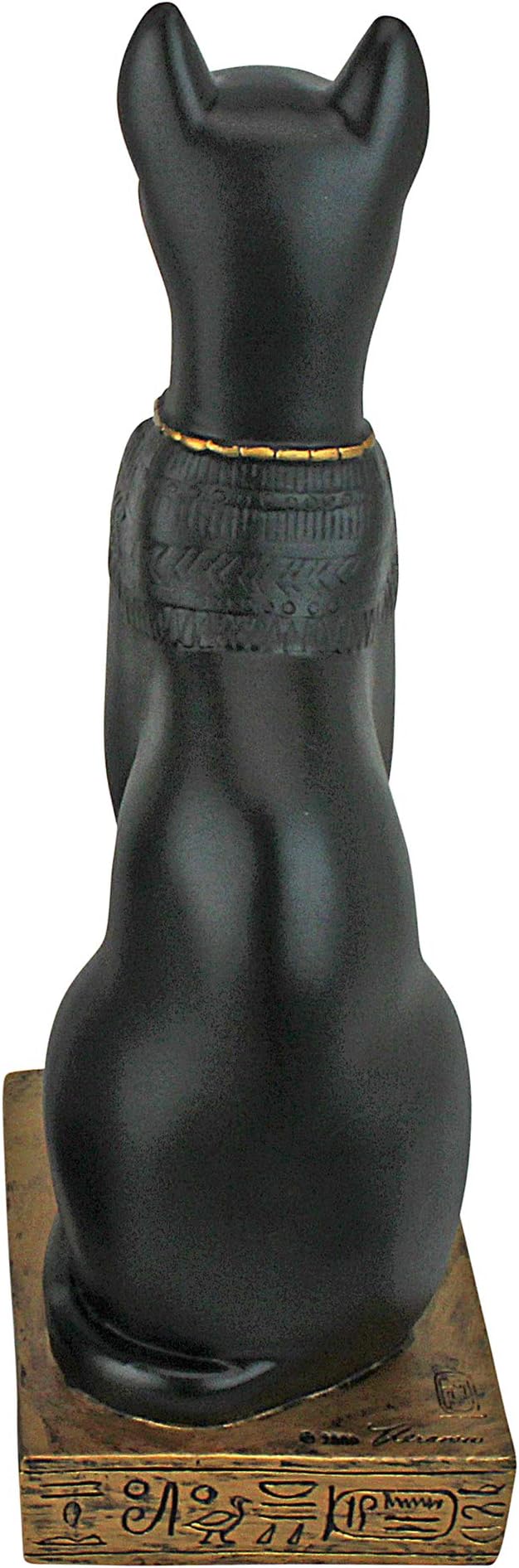 Design Toscano Egyptian Cat Diety Bastet Figurine Statue, 3 inches wide, 8 inches tall, Cast Stone Resin, Black & Gold Finish