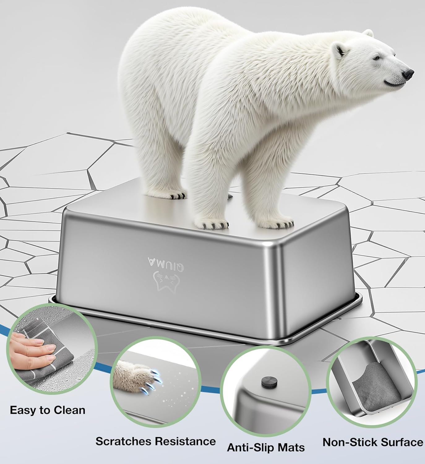 Stainless Steel Litter Box, Large Metal Cat Litter Box with High Sided for Big and Small Cats, Kitty Litter Boxes, Non-Stick, Easy to Clean, Odor-Free, Cat Toilet，Litterbox